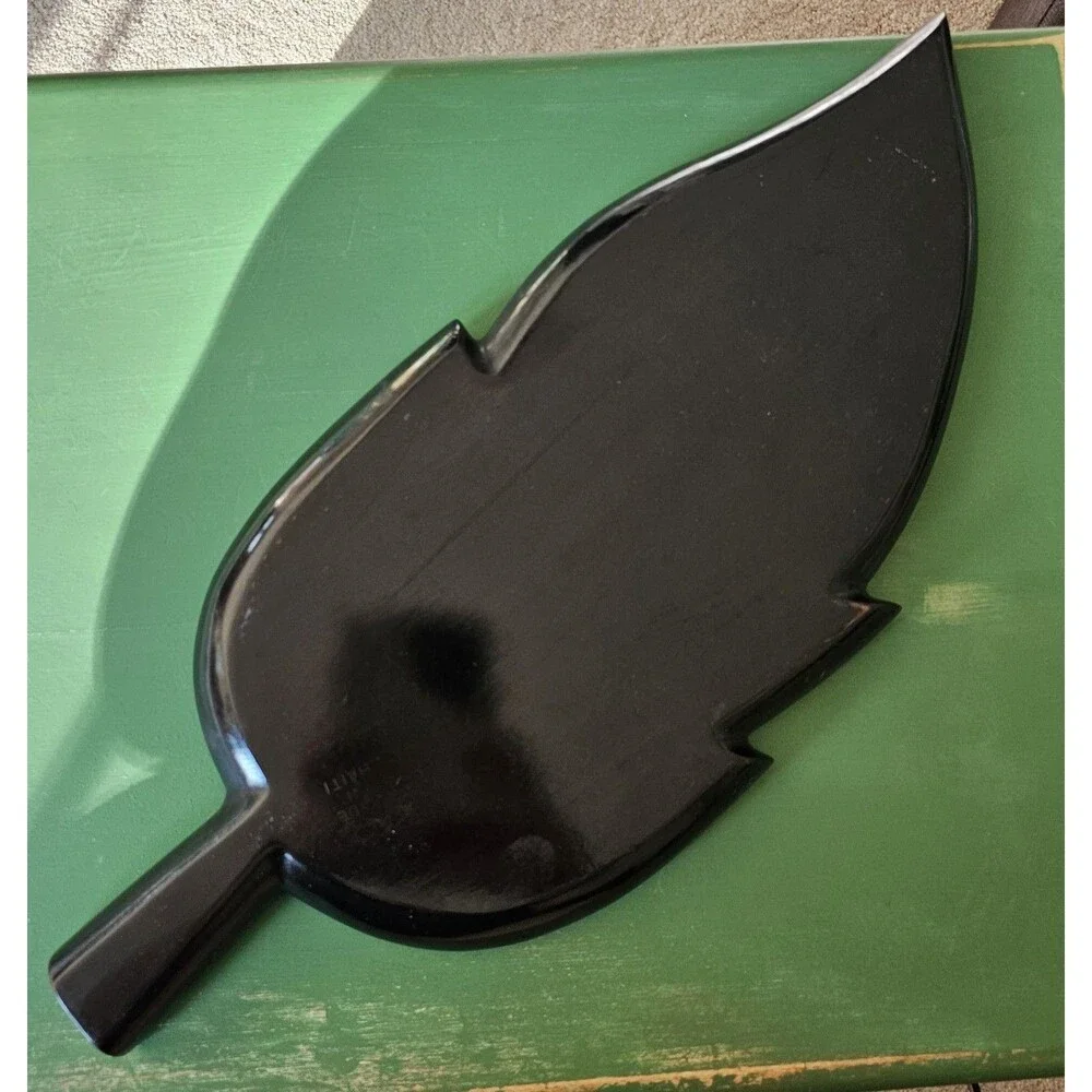 Vintage Wood Leaf Shaped Tray 3 Sections 16 Inches Long Made In Haiti